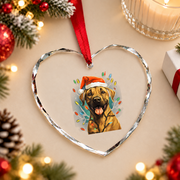 Christmas Black Mouth Cur Dog Lights Glass Ornament - Material: Heart Glass Ornament