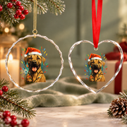 Christmas Black Mouth Cur Dog Lights Glass Ornament - Material: Heart Glass Ornament