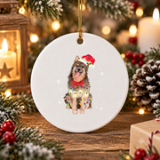 Christmas Bohemian Shepherd Dog Glass Ornament - Material: Circle Ceramic Ornament