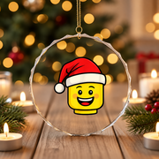 Christmas Builder Santa Hat Master Builder Glass Ornament - Material: Circle Glass Ornament