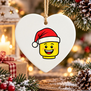 Christmas Builder Santa Hat Master Builder Glass Ornament - Material: Heart Ceramic Ornament