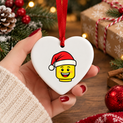 Christmas Builder Santa Hat Master Builder Glass Ornament - Material: Heart Ceramic Ornament