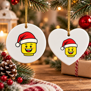 Christmas Builder Santa Hat Master Builder Glass Ornament - Material: Heart Ceramic Ornament