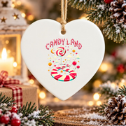 Christmas Candy Land Rainbow Candy Cane Glass Ornament - Material: Heart Ceramic Ornament
