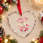 Christmas Candy Land Rainbow Candy Cane Glass Ornament - Material: Heart Glass Ornament