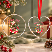 Christmas Candy Land Rainbow Candy Cane Glass Ornament - Material: Heart Glass Ornament