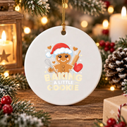 Christmas Cookie Baby Shower Mom Glass Ornament - Material: Circle Ceramic Ornament