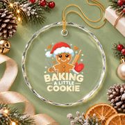 Christmas Cookie Baby Shower Mom Glass Ornament - Material: Circle Glass Ornament