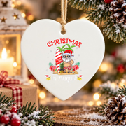 Christmas In August Santa Beach Vacation Glass Ornament - Material: Heart Ceramic Ornament