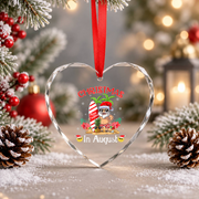 Christmas In August Santa Beach Vacation Glass Ornament - Material: Heart Glass Ornament