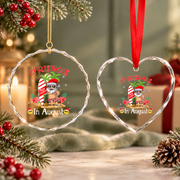 Christmas In August Santa Beach Vacation Glass Ornament - Material: Heart Glass Ornament