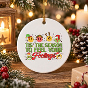 Christmas Mental Health Nurse Therapist Glass Ornament - Material: Circle Ceramic Ornament