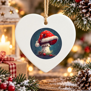 Christmas Mushroom Cute Holiday Glass Ornament - Material: Heart Ceramic Ornament