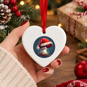Christmas Mushroom Cute Holiday Glass Ornament - Material: Heart Ceramic Ornament