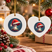 Christmas Mushroom Cute Holiday Glass Ornament - Material: Heart Ceramic Ornament