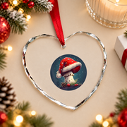 Christmas Mushroom Cute Holiday Glass Ornament - Material: Heart Glass Ornament