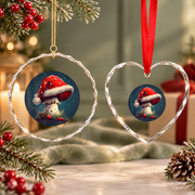 Christmas Mushroom Cute Holiday Glass Ornament - Material: Heart Glass Ornament