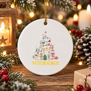Christmas Nutcracker Ballet Dance Glass Ornament - Material: Circle Ceramic Ornament