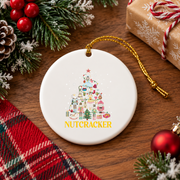 Christmas Nutcracker Ballet Dance Glass Ornament - Material: Circle Ceramic Ornament