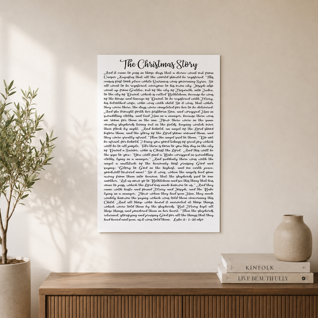 Christmas Story Christian Wall Art, Bible Verse Holiday Scripture Poster - Format: Unframed Paper Poster
