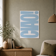 Ciao Italy Wall Art Light Blue Coastal Typography Poster Italian Quote Decor - Format: Unframed Paper Poster