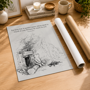Classic Storybook Bear Christian Nursery Wall Art, Neutral Bible Verse Poster - Format: Rolled Canvas