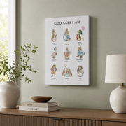 Classic Storybook Rabbit Christian Nursery Wall Art, Biblical Affirmation Poster - Format: Stretched Canvas