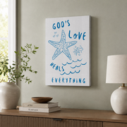 Coastal Christian Wall Art, Beachy Bible Verse Scripture Poster - Format: Stretched Canvas