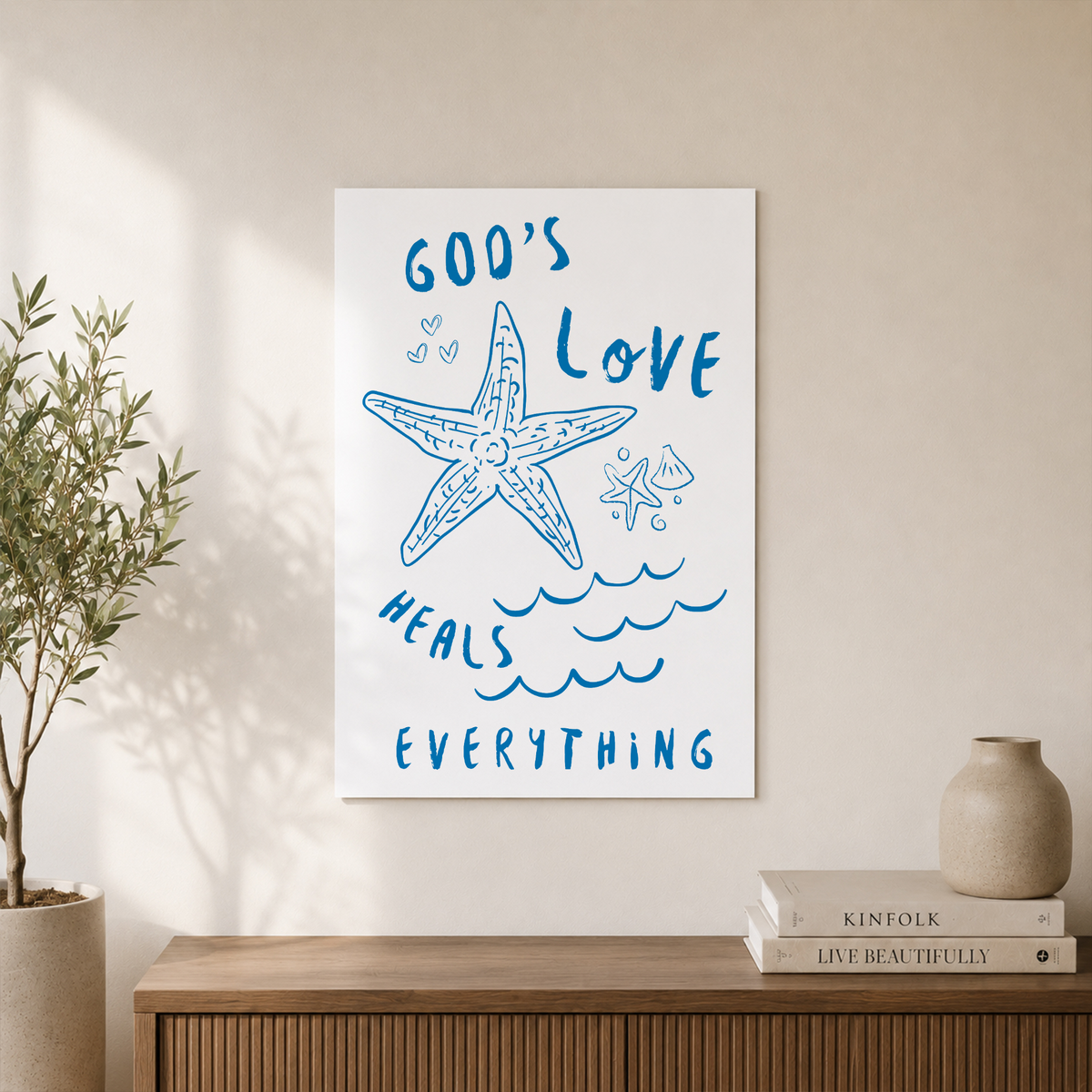 Coastal Christian Wall Art, Beachy Bible Verse Scripture Poster - Format: Unframed Paper Poster