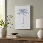 Coastal Christian Wall Art, Tropical Blue and White Bible Verse Poster - Format: Stretched Canvas