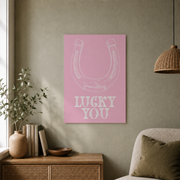 Coastal Cowgirl Wall Art Pink Surf Western Poster Preppy Trendy Horseshoe Dorm Room Decor - Format: Unframed Paper Poster