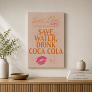 Coca Cola Kitchen Wall Art Pink Orange Aesthetic Poster Trendy Girly Apartment Decor Guest Check Print - Format: Stretched Canvas