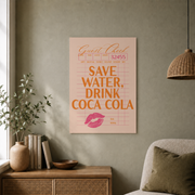 Coca Cola Kitchen Wall Art Pink Orange Aesthetic Poster Trendy Girly Apartment Decor Guest Check Print - Format: Unframed Paper Poster