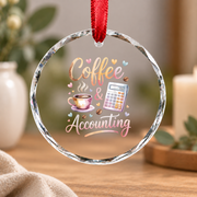 Coffee And Accounting Funny Office Coffee Lover Gift Glass Ornament - Material: Circle Glass Ornament