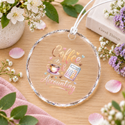 Coffee And Accounting Funny Office Coffee Lover Gift Glass Ornament - Material: Circle Glass Ornament