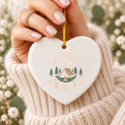 Coffee And Camping Camper Gift Ceramic Ornament - Material: Heart Ceramic Ornament