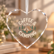 Coffee And Camping Camper Gift Ceramic Ornament - Material: Heart Glass Ornament