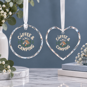 Coffee And Camping Camper Gift Ceramic Ornament - Material: Heart Glass Ornament