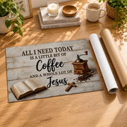 Coffee And Jesus Christian Wall Art, Rustic Farmhouse Kitchen Faith Poster - Format: Rolled Canvas