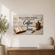Coffee And Jesus Christian Wall Art, Rustic Farmhouse Kitchen Faith Poster - Format: Unframed Paper Poster