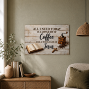 Coffee And Jesus Christian Wall Art, Rustic Farmhouse Kitchen Faith Poster - Format: Unframed Paper Poster