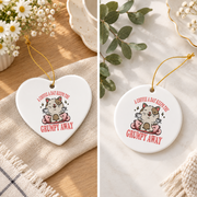Coffee Cat Lover Funny Morning Coffee Theme Glass Ornament - Material: Heart Ceramic Ornament
