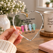 Coffee Lover Pretty Mom Walk Style Tumbler Drinks Coffee Theme Glass Ornament - Material: Heart Glass Ornament