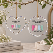 Coffee Lover Pretty Mom Walk Style Tumbler Drinks Coffee Theme Glass Ornament - Material: Heart Glass Ornament
