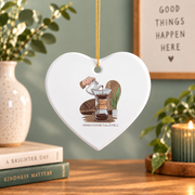 Coffee Lover Slow Brewing Pour Over Enthusiast Glass Ornament - Material: Heart Ceramic Ornament
