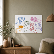 Colorful Cheers Wall Art Bar Cart Drinks Poster Kitchen Decor Trendy Cocktail Glasses Print - Format: Unframed Paper Poster