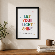 Colorful Christian Kids Wall Art Set, Rainbow Sunday School Prints - Format: Black Framed Poster