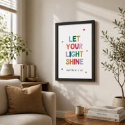 Colorful Christian Kids Wall Art Set, Rainbow Sunday School Prints - Format: Black Framed Poster