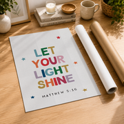 Colorful Christian Kids Wall Art Set, Rainbow Sunday School Prints - Format: Rolled Canvas