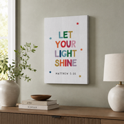 Colorful Christian Kids Wall Art Set, Rainbow Sunday School Prints - Format: Stretched Canvas